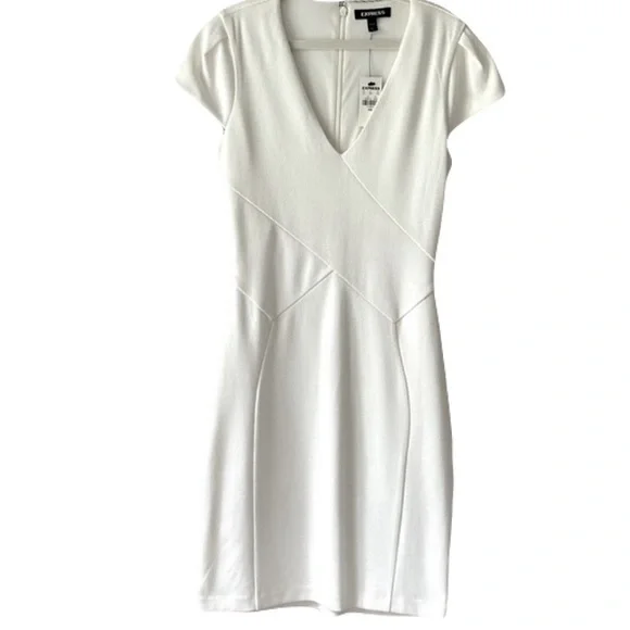 Express White Tulip Sleeve Sheath Dress XXS - Picture 2 of 7